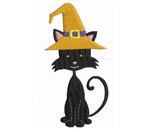 Stickmuster - Halloween Katze Hut